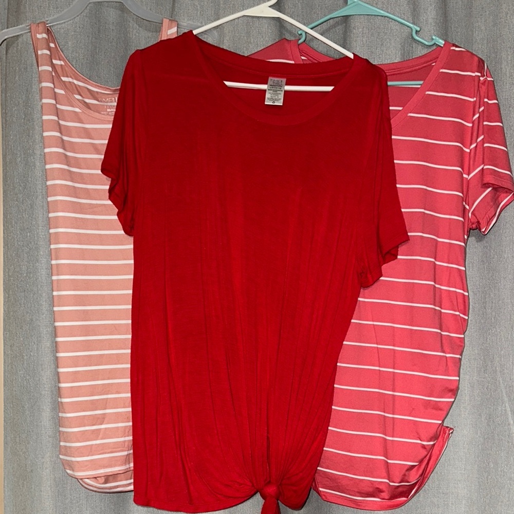Red and Pink Women's Maternity Tops Set of 3